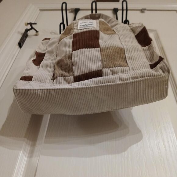 Y2K Style Neutral colors patchwork corduroy crossbody bag grunge boho - Picture 5 of 8